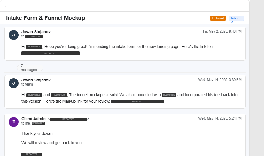 Funnel mockup with feedback incorporated