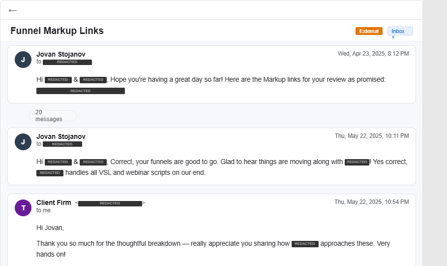 Markup links delivered + VSL process explained unprompted