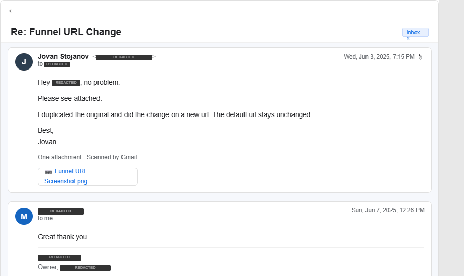 URL change on a duplicate — original untouched